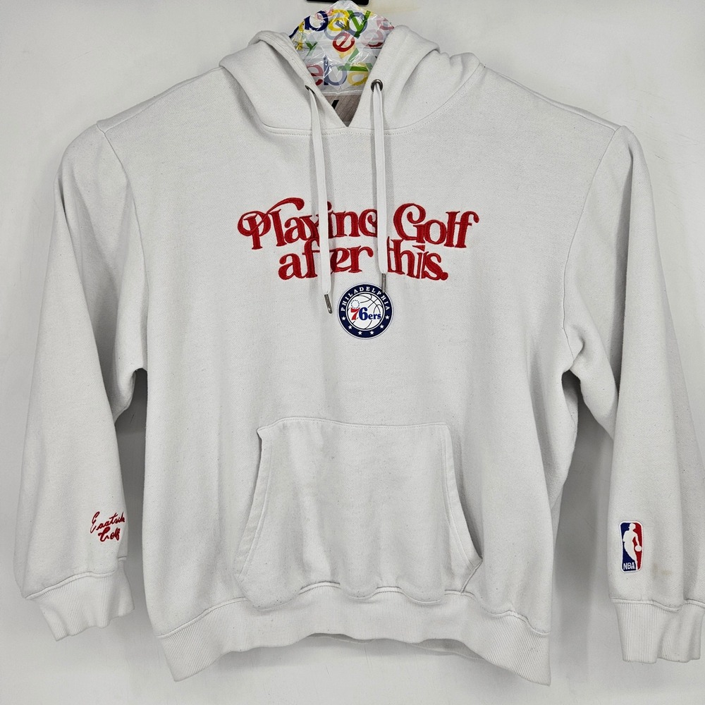 East Side Golf Hoodie Mens XXL White Philadelphia 76ers Pullover Sweatshirt
